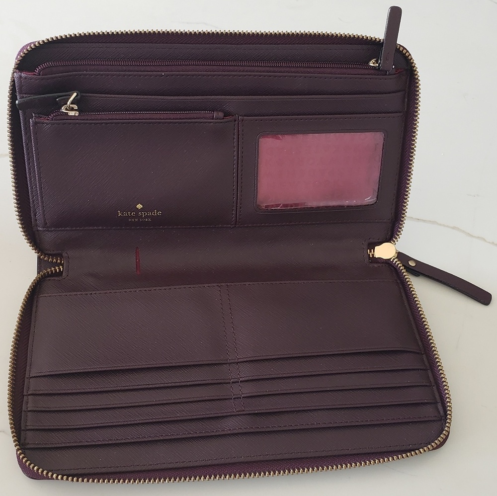 Kate Spade large wallet burgundy maroon - Picture 2 of 4